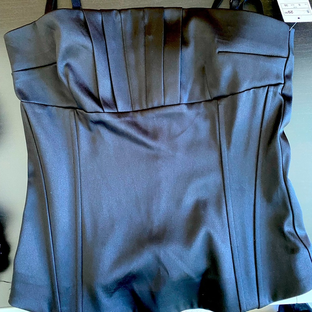Black satin corset top